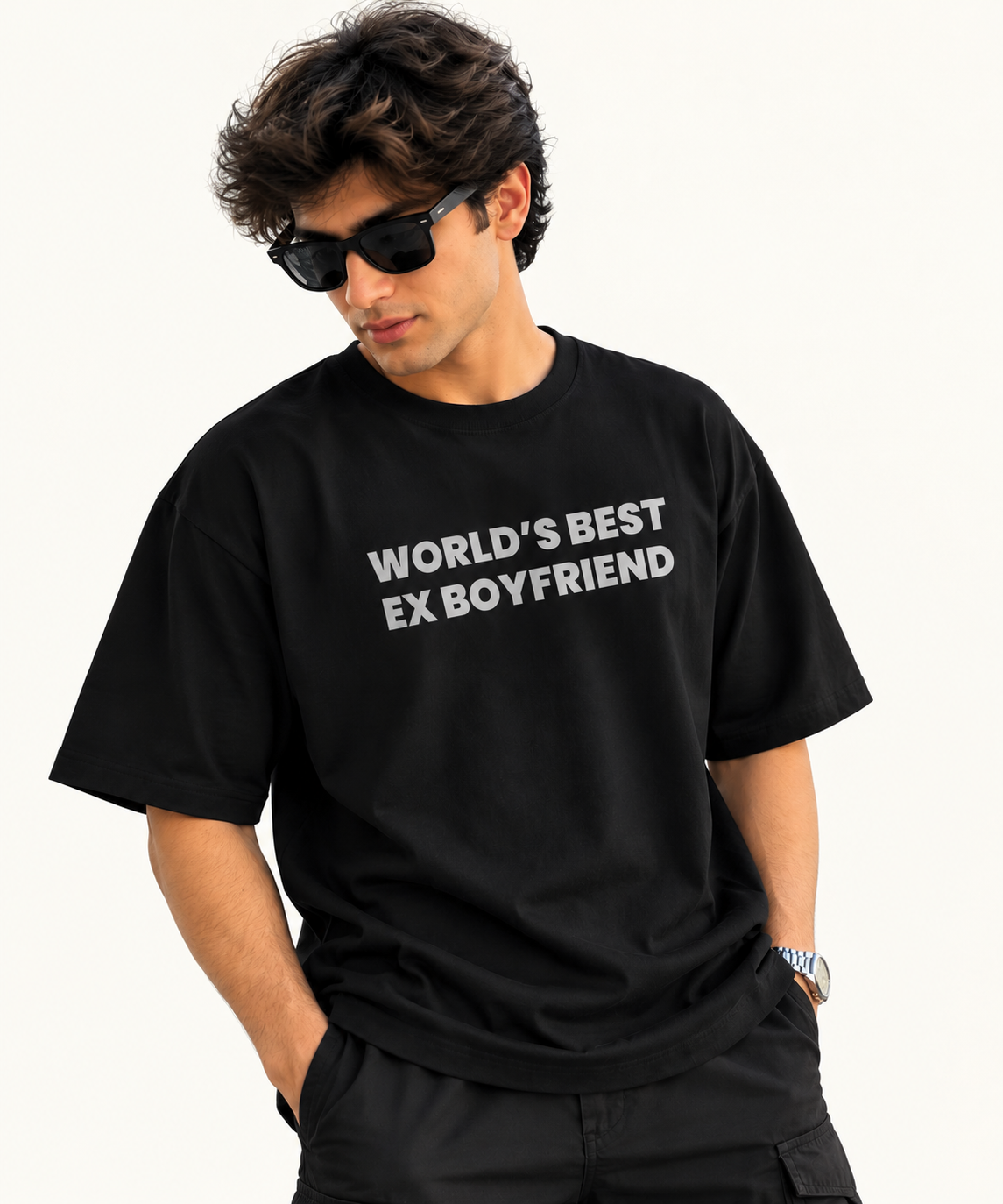 World's Best Ex Boyfriend Oversized T-Shirt – Black | 100% Cotton