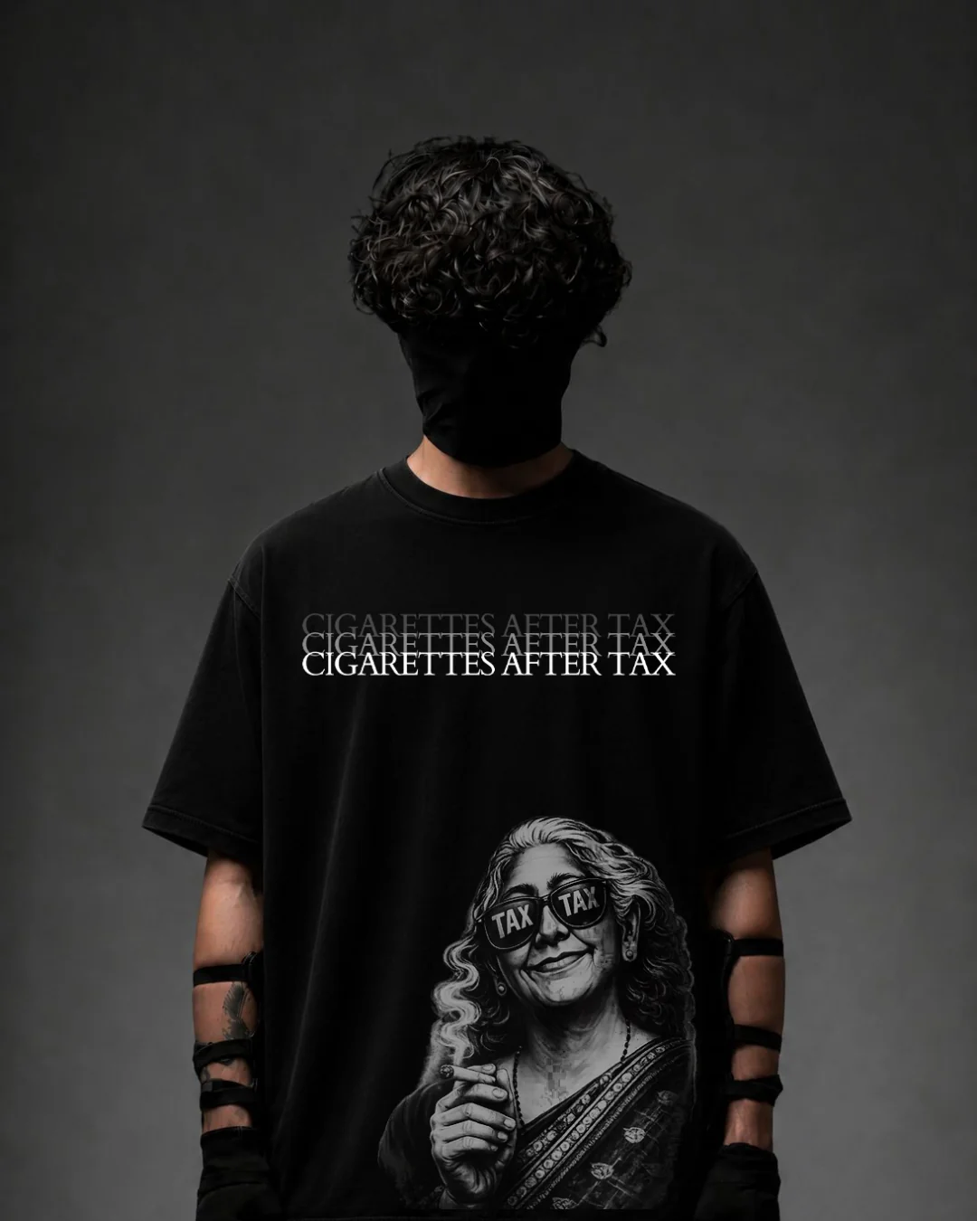 Cigarettes After Tax Oversized T-Shirt – Black | 100% Cotton Conceptual Tee