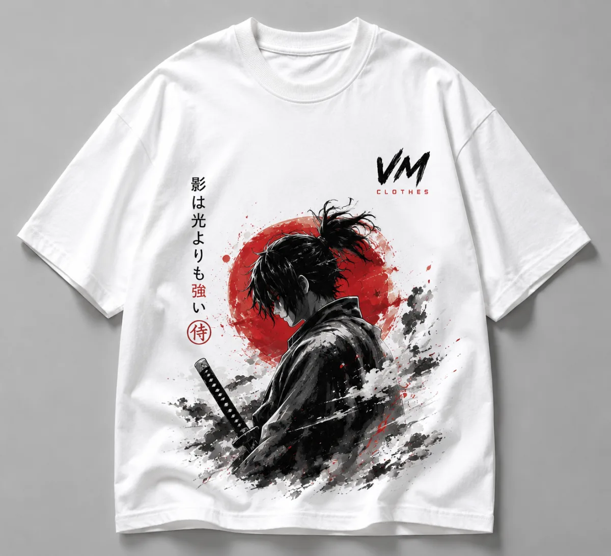VM Clothes White Samurai Anime Oversized T-Shirt