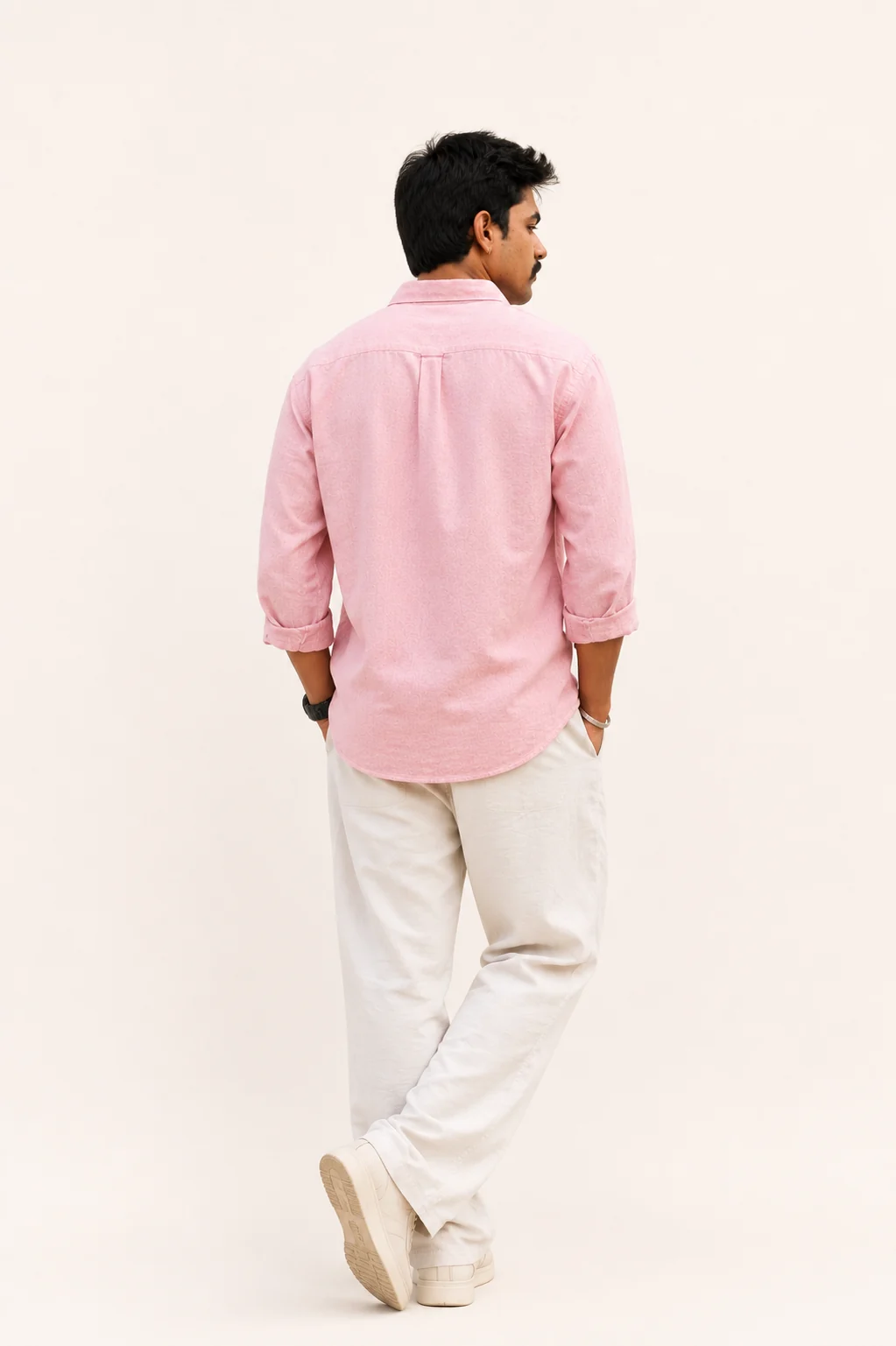 Blush Pink Linen Casual Shirt for Men
